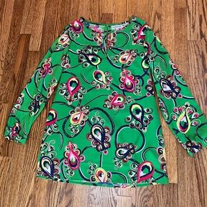 Buckhead Betties Kelly Green Printed Tunic Size Medium